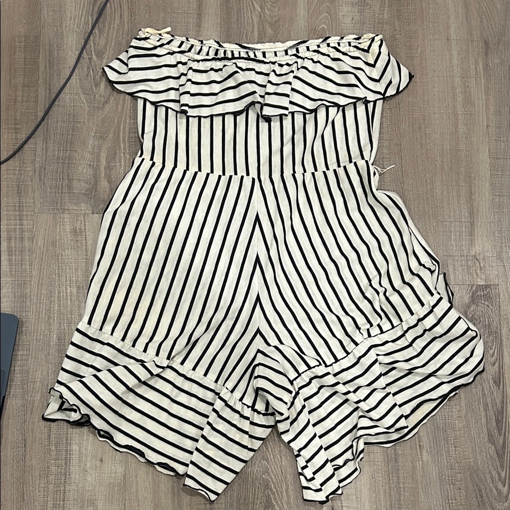 Striped Off-Shoulder Romper